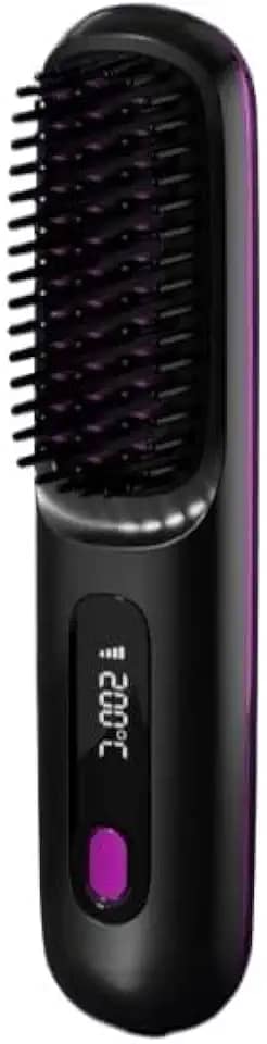 Escova Alisadora Sem Fio com Display Digital – Recarregável, Portátil e Rápida (preto)