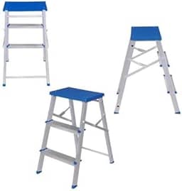 Mor-Banqueta Escada Dobrável em Alumínio 3 Degraus – Suporta Até 120kg, Ideal para Casa, Cozinha, Escritório e Serviços Domésticos