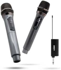 Kit 2 Microfone Sem Fio Profissional Recarregavel Uhf Led Com Receptor Para Karaoke - Para Igreja- Para Eventos - Para Palestras- Niwave