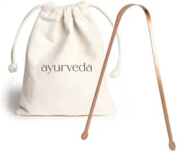 Raspador limpador de língua de cobre Ayurveda Com Saquinho Algodão Marca Ayurveda