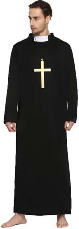Fantasia Roupa Padre Adulto Festa Junina Halloween Com Crucifixo
