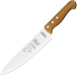 Faca para Carne Tramontina Churrasco com Lâminas em Aço Inox e Cabo de Madeira Natural 8'