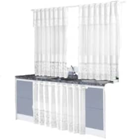 Kit de Cortinas Brancas para Cozinha em Renda Modelo Tulipa – Ideal para Janela e Pia, Perfeita para Gabinete e Decoração do Ambiente