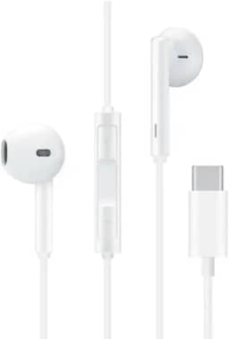 Fone de Ouvido com Fio Premium Tipo-C, 4ª Geração, Anti-Ruído (99,15%), Cabo de Tecido Antitramado, Branco – Compatível com Samsung, Motorola, LG e Smartphones USB-C.