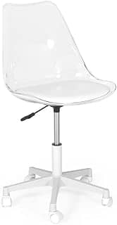 Cadeira Office Leda Acrílico Transparente Base Giratória - Branco