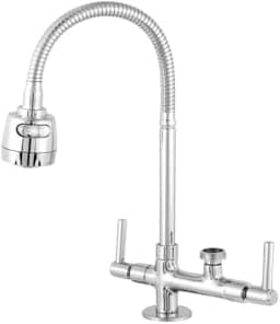 Torneira De Cozinha Flexivel Gourmet Bancada, Inox, Abs, Com Saida 3/4 Para Maquina e Purificador, Filtro