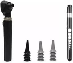 Kit Aparelho de obserrvação de fundo de ouvido De Led + Lanterna Clinica De Led (PRETO)