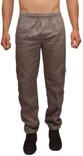 Calça Masculina Brim Sarja Cargo Elástico Cordão 5 Bolsos