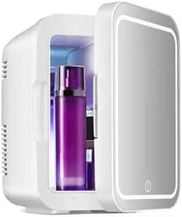 Geladeira Portátil para Maquiagem, Mini Refrigerado com Espelho, 40DB Ultra Silencioso, Controle por Toque, 10h de Resfriamento Contínuo, Ideal para Quarto, Salão e Carro