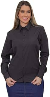 Camisa Social feminina com Manga Longa de algodão na cor preto