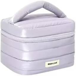 Necessaire Organizadora de Viagem, Material Puffer Acolchoado Impermeável, 4 Cores Disponíveis, para Itens de Higiene e Maquiagem (Lílas)