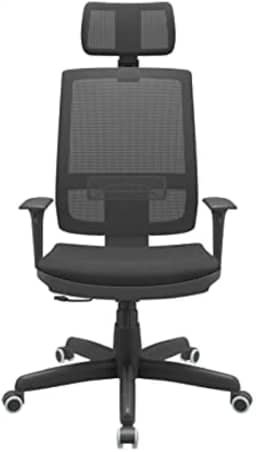 Cadeira Escritório Presidente Brizza NR17 com Mecanismo Relax Assento Crepe Apoio de Cabeça Plaxmetal Preta