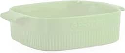 Germer, Travessa quadrada em porcelana, modelo assar ou servir, refratária, 2000 ml, Verde