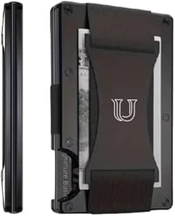 Carteira masculina Ridge Style – a melhor carteira RFID para pais modernos – fina, elegante e com bloqueio de RFID – carteira de alumínio para cartão e alça de dinheiro (preto)