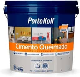 Cimento Queimado, Revestimento decorativo cimentício pronto, Argamassa colorida decorativa para de pisos e paredes, internas e externas, Cor: Geada, Balde 5kg