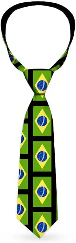 Gravata, gravata, bandeiras do Brasil, comprimento padrão, Verde, 58" x 4"
