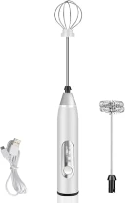 Misturador Bebidas Ovos Mini Mixer Fuê Portátil Elétrico Recarregável (Branco)