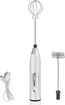 Misturador Bebidas Ovos Mini Mixer Fuê Portátil Elétrico Recarregável (Branco)