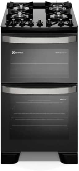 Fogão 4 bocas Electrolux Preto Experience Mesa vidro, 2 Fornos e Tripla Chama (FE4DP) (220 Volts)