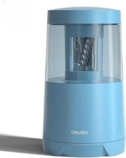 deli Apontador elétrico para lápis de cor, plugue elétrico para lápis grandes de 6,9 a 8 mm, apontador de lápis para crianças, apontador de lápis sem fio para sala de aula, casa (azul)