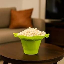 Pipoqueira de Silicone para Micro-ondas Dobrável Premium Preparo Sem Óleo Saudável e Rápida Resistente ao Calor Prática e Compacta 1,9L (Verde)