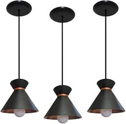 Kit 03 Luminárias Pendente no modelo Rainha Ideal para Balcão cozinha americana, Bancada e Área Gourmet