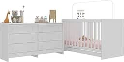 Berço 3 em 1 para Colchão 130 x 60cm com Cômoda Doce de Leite Multimóveis Mp4297 Branco
