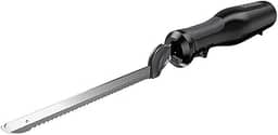 Black+Decker Faca elétrica Comfort Grip com lâminas de aço inoxidável de 17 cm e botão de trava de segurança, ideal para esculpir, fatiar e cortar carnes, pão de peru e espuma artesanal, pode ser
