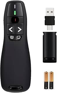 Controle Passador e Apresentador de Slides Sem Fio 30m Alcance Sem Fio 2.4G Profissional com Laser Vermelho para Apresentações com 2 pilhas inclusas