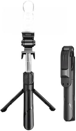 Bastão Pau de selfie Tripé Retrátil Com Luz LED Controle Bluetooth Celular(Monocromático)