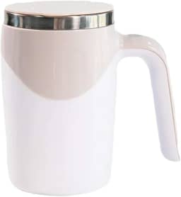 Caneca Magnética Aço Inox Misturadora Automática de Bebidas 380ml, Bateria Recarregável USB, Base Antiderrapante, Copo Elétrico Mixer de Café, Leite em Pó, Shakes, Whey Protein, Achocolatado (Branca)