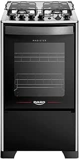 Fogão 4 Bocas Dako Magister Grill Preto com Mesa Inox Bivolt