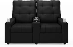 Poltrona do Papai Reclinável Sala de Cinema Palace 2 Lugares Manual Baú USB Veludo Preto G23