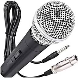 Microfone Dinâmico Profissional Com Fio De 5 Metros 5V Relação 6,5mm P10 Liga De Neodímio Cardióide Unidirecional Cor Preto Para Karaokê Streaming Transmissão LINHA PREMIUM