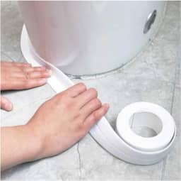 ‌Fita Antiderrapante para Banheiro 3 Metros - Cinza e Branca, Vedação Impermeável de PVC(1 UNI,BRANCO)