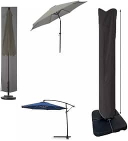 Capa Protetora para Ombrelone com Zíper, Impermeável, Nylon Poliéster, Preta para Ombrelones Centrais, Laterais e Grandes