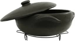 A Legítima Panela Moquequeira de Barro Capixaba 3 Litros + Suporte para Moqueca de Peixe e Pratos Tradicionais Brasileiros