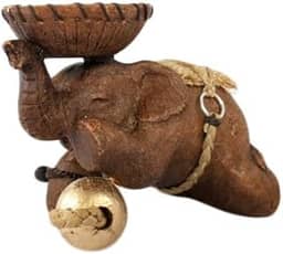 Generic Melhor castiçal de coração esculpido à mão, árvore de chuva, elefante carregando coração, marrom