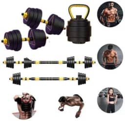 Kit de halteres 20Kg com suporte Kettlebell - Equipamento de musculação 6 em 1
