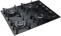 Cooktop 4 Bocas a Gás Itatiaia Electra Glass Mesa de Vidro Acendimento Superautomático Preto Bivolt