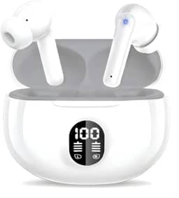 Fones de Ouvido Bluetooth 5.3 Sem Fio – Som Potente com Graves Intensos, Microfone Integrado, Resistência IPX5 à Água e Poeira, Ideais para Corrida, Ciclismo e Treinos (Branco)