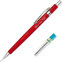 Lapiseira Pentel Sharp P200 0.7Mm Vermelho Vivo + Grafites, Pentel, Sm/P207-Frm, Vermelho Vivo