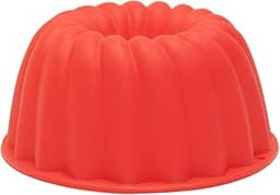 Mimo Style Forma de Silicone Vermelha de Assar Para Pudim, Pode ser Usada para Flan, Bolo, Pastas, Cremes - Antiaderente com 10cm de Diâmetro e Capacidade de 240 ml Flexivel e Resistente