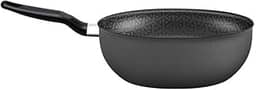 Frigideira Wok Rochedo Robusta Grafite 25cm com Antiaderente Resist 3X, Reforçado com Partículas Minerais, Alta Espessura, Base Limpa Fácil e Thermo-Sinal