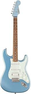 Fender Guitarra elétrica clássica Vibe '60s Stratocaster HSS de 6 cordas para destros com corpo de álamo, pescoço de bordo e escala de louros indianos (azul gelo metálico)