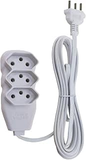 Force Line - Extensão Slim 3 Tomadas Tripolar Bivolt 3 Metros Branco