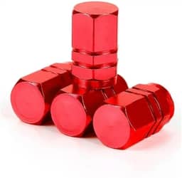 Kit 4 Tampas Válvula Pneu Fluorescente Luminoso Noturno Universal Carro, Moto, Bike Acessório para Proprietários de Veículos(Alumínio - Vermelho)