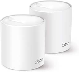 TP-Link Deco X50 (2-Pack) Sistema WiFi 6 AI Mesh AX3000 Dual Band 2,4 GHz/5 GHz, Cobertura de até 420 m², 3 Portas Gigabit por Unidade, Canal de Banda 160 MHz, ODFMA, 1024QAM, Branco.