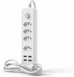 Filtro de Linha Premium 4 Tomadas e 4 Portas USB - Régua de Energia com Proteção Contra Surtos (DPS), Bivolt, Antichamas - Ideal para PC Gamer, Home Office e Escritório.