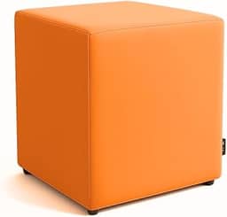 Puff Banqueta Quadrado Cubo Assento Decoração Conforto Eventos Comodidade Sala Quarto (Laranja Corino)